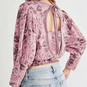 NWT free people no ordinary top / puff sleeve open back long sleeve